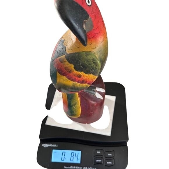 Wooden Parrot Figurine Colorful Folk Art Tropical Decor - Picture 10 of 10